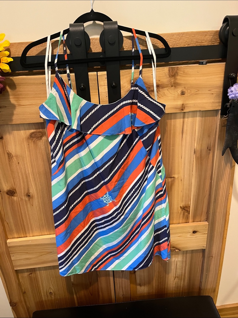Lilly Pulitzer Blue, Green, Orange & Navy Striped Sundress